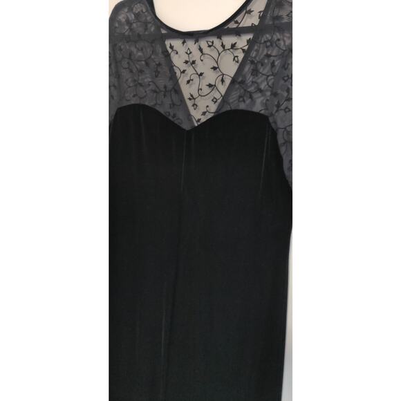 Robbie Bee Black Velvet Maxi Dress Sz 14 Burnout Formal Prom NWT Vintage 90s - Picture 16 of 16